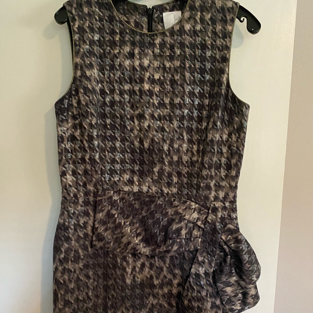 Gold mini dress.